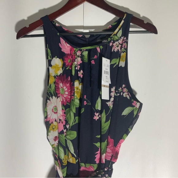 R & K Navy Blue Floral Fit & Flare Maxi w/Keyhole Front, Hidden Zipper & Tie, 12 - Picture 8 of 16